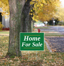 "Home For Sale" Pre Designed Yard Signs | 24"W x 18"H, Double Sided, UV Printed | Choose Quantity | Comes with 6"W x 24"H Metal H-Stakes